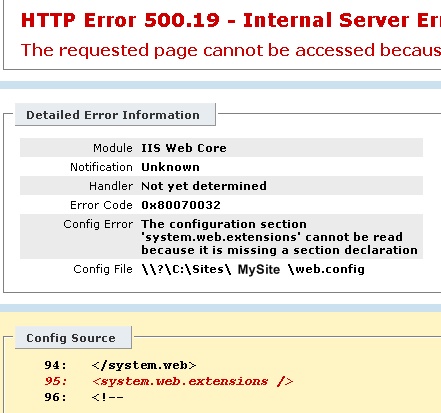 .Net 4 500 Server Error