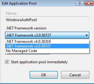 App Pool Framework Version