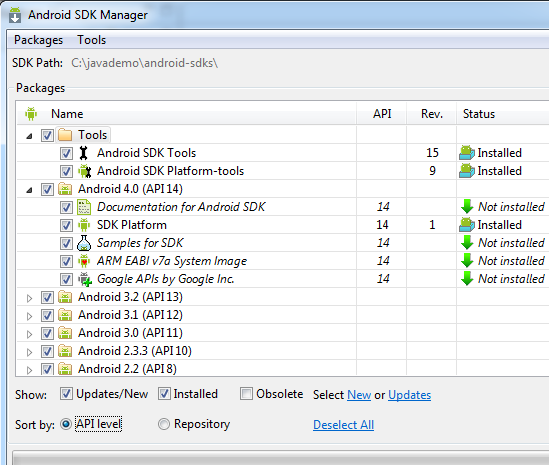 android sdk manager