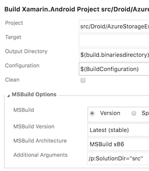 Build Xamarin Additional Arguments