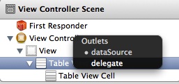 Connecting the table view delegate