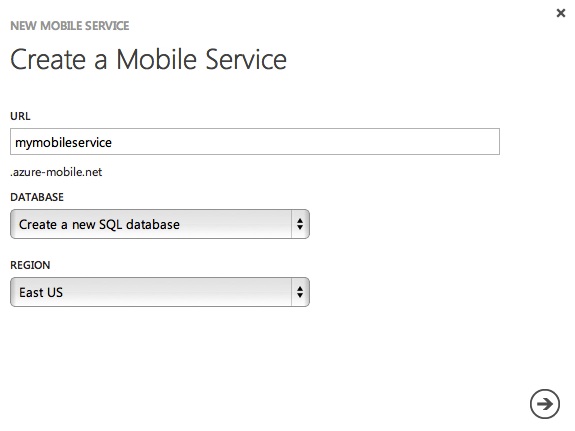 Create Mobile Service